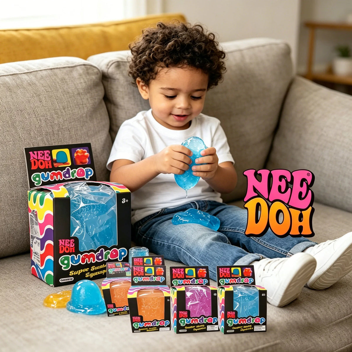 Schylling Mini Candy NeeDoh Gumdrop Brinquedo Sensorial Macio Anti-Stress Bola De Apertar Caixa Surpresa
